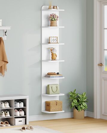 Полиця Hzuaneri, 7-рівнева окремостояча полиця, сучасний дизайн книжкової шафи, настінна полиця, книжкова шафа, окремостояча або настінна, для кабінету, вітальні, спальні, 24 x 30 x 186 см, білий BC88803X