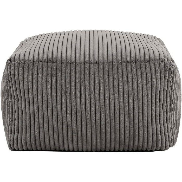 Табурет Icon Amara, темно-сірий, пухнаста вельветова тканина, вельветова крісло-мішок, пуф з наповнювачем, пуф для ніг для вітальні, декор для вітальні, темно-сірий, 40Г x 40Ш x 24В см