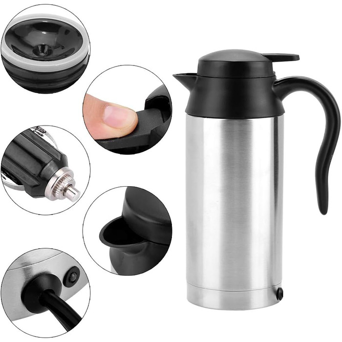 Чайник 24 В для вантажного автомобіля з нержавіючої сталі Pp портативний 750 мл 24 В подорожній автомобіль вантажівка чайник пляшк