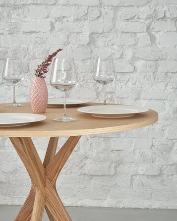 Круглий обідній стіл з дерева 80 см Ясен 80x80