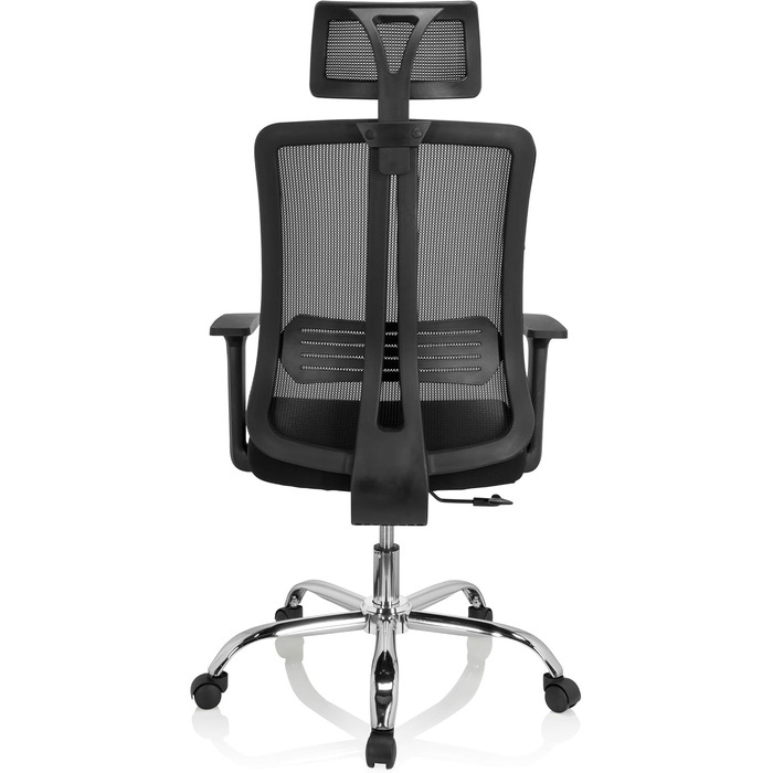 Офісний стілець ZH 200 Обертовий стілець з ергономічною спинкою, регульованим підголівником, тканина/сітка чорного кольору, 719221