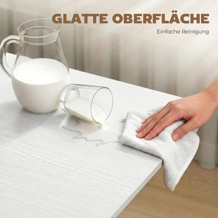 Розкладний обідній стіл, кухонний стіл для 4-6 осіб з колесами, сталеві ніжки, мобільний розкладний обідній стіл для невеликих приміщень, їдальня, кухня, 120 x 80 x 73 см, білий