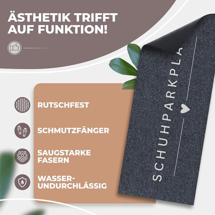 Килимок для паркування взуття 75x30 см сірого кольору Мийний та нековзний килимок для взуття та піддон для крапель Ідеально підходить як килимок для взуття та килимок для зберігання взуття Килимок для уловлювання бруду для коридору та входу 01 75 x 30 см