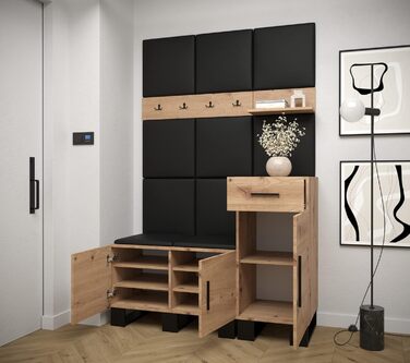 Вішалка для одягу MEBLE KRYSPOL Artin Set 5 з м'якими панелями Індустріальний дизайн (дуб Artisan Маніла 02 (крем))