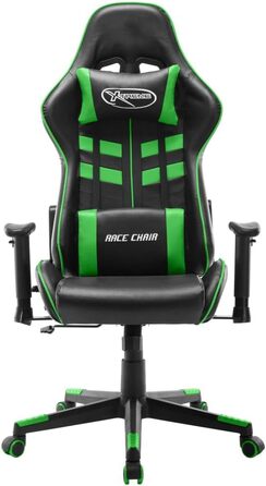 Геймерське крісло, офісне крісло, чорно-зелене, штучна шкіра