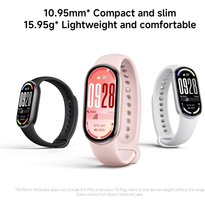 Фітнес-трекер Xiaomi Smart Band 10, смарт-годинник, 1,72-дюймовий AMOLED-дисплей, 21-денний час роботи від батареї, водонепроникність 5 атм, відстеження серцевого ритму та сну, понад 150 спортивних режимів, швидке зняття, чорний, сучасний