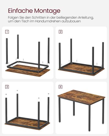 Обідній стіл, Кухонний стіл, 70 x 110 x 77 см, Обідній стіл для 4 осіб, Стіл для вітальні, Письмовий стіл, для їдальні, кухні, Індустріальний дизайн, Вінтажний коричневий-матовий чорний KDT081B01 Вінтажний коричневий матовий чорний 70 x 110 x 77 см 1-пред