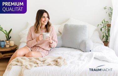 Подушка для сидіння Traumnacht Cozy, подушка для читання, спинка, світло-сіра, знімна, чохол, який можна прати, виготовлений з приємного для шкіри мікроплюшу, виготовлений відповідно до німецьких стандартів якості