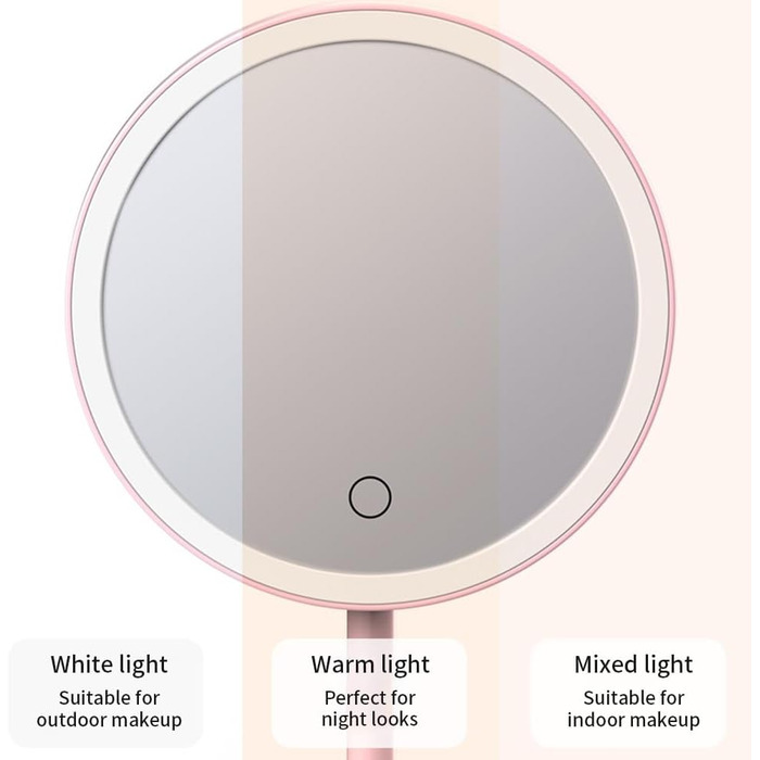Косметичне дзеркало з підсвічуванням, косметичне дзеркало з підсвічуванням / 5 шт. з поворотом на 90 USB Акумуляторне світлодіодне дзеркало для макіяжу 3 кольори світла з можливістю регулювання яскравості, настільне дзеркало для макіяжу та гоління Macaron