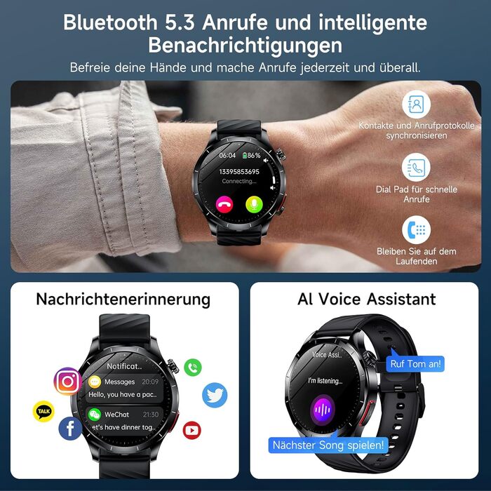 Новий смарт-годинник для чоловіків з ЕКГHRV/ІМТ/сечовою кислотою/Bitterbox, 1.43-дюймовий AMOLED годинник для здоров&39я з 24-годинним моніторингом артеріального тиску, серцевого ритму, температури тіла, SpO2, монітором сну, фітнес-годинник для Android iO