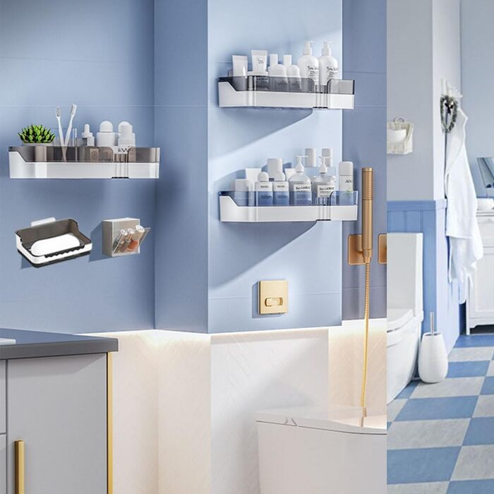 Полиця для ванної кімнати DEPAOTLUX 2 шт. , полиці для ванної кімнати без свердління, клейка полиця для душу, настінні душові коши