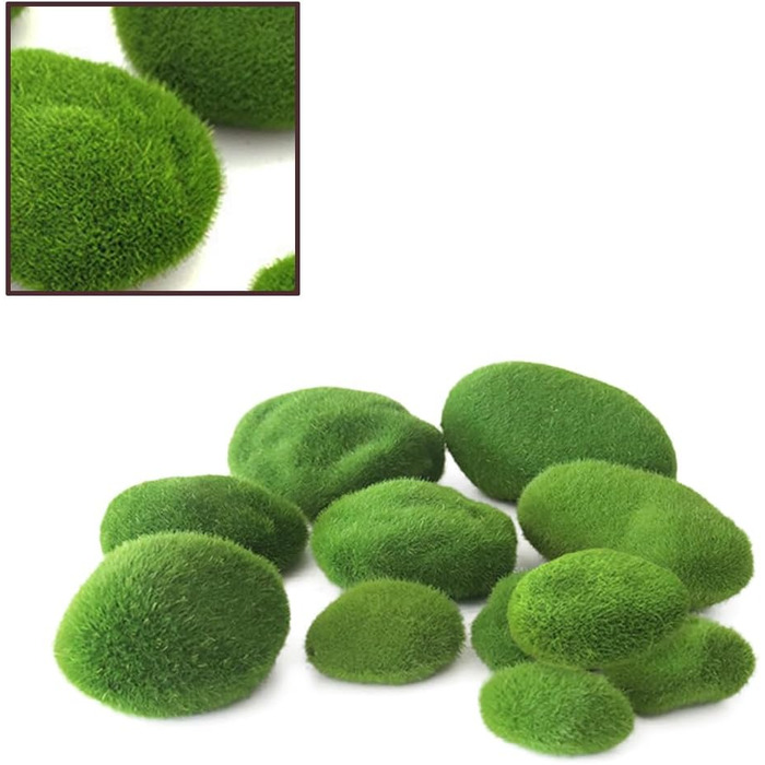 Кулі зі штучного моху Кульки зі штучного моху Кульки із зеленого моху Декоративний мох зі штучного моху Камені з моху Кулі з моху Прикраса для дизайну інтерєру, 40 шт., Ball Moss