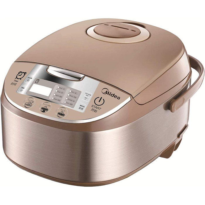 Рисоварка Midea з функцією пароварки та підтримання тепла, 5 л, антипригарне покриття, мірний стакан, 2 ложки для рису, рис не при