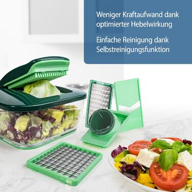 Фруктова нарізка, Овочева нарізка, Цибульна нарізка, Подрібнювач, Овочева нарізка, Мандоліна, Зелений, 15 шт., )