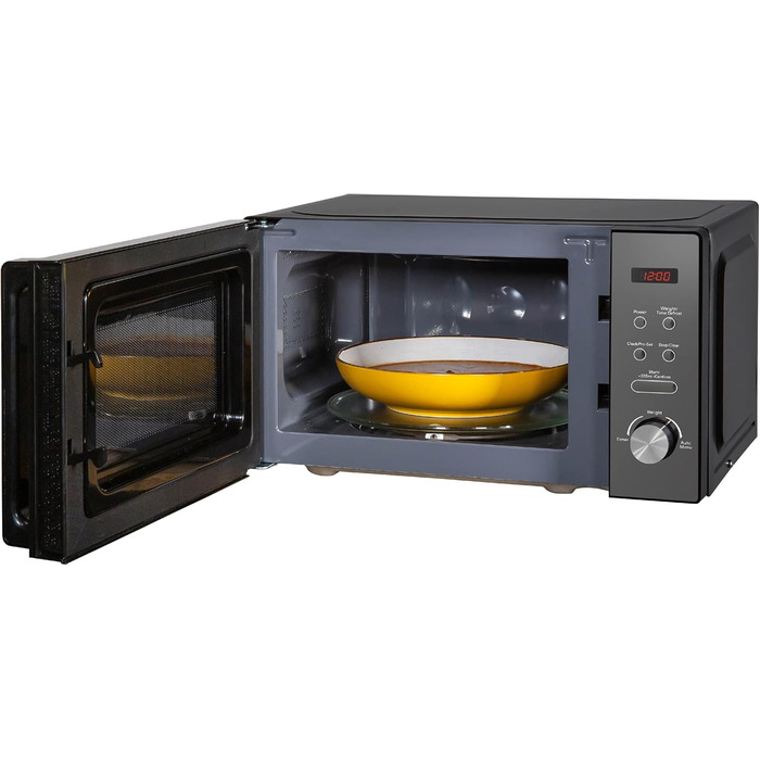 Мікрохвильова піч Russell Hobbs RHM2076B 20 літрів 800 Вт чорна соло з 5 рівнями потужності, автоматичним розморожуванням, 8 автоматичними меню приготування, годинником і таймером, легке очищення 20 л цифрове