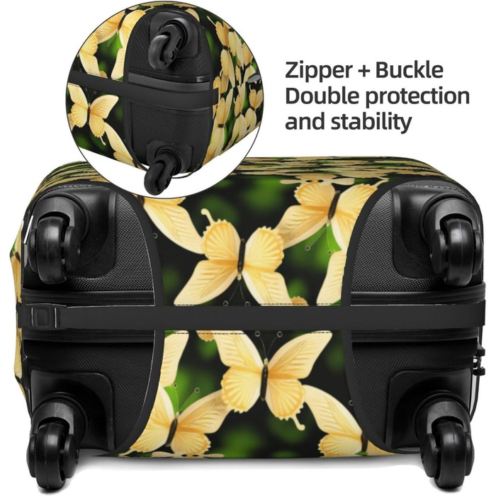 Чохол для валізи Метелик, міцний захист для багажу розміру XL (45.7-81.3 см), чорний