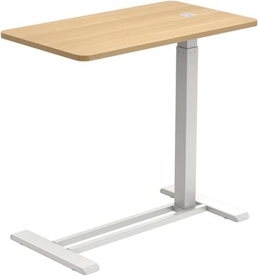 Бічний столик Spacetronik з регульованою висотою, мобільний журнальний столик з прихованими колесами, столик для ноутбука з ручним регулюванням висоти 66106 см, тумбочка для дивана, ліжко (білий/дерево, 80x45 см) білий/дерево 80x45 см