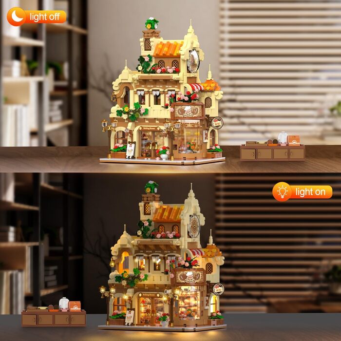 1289 Pieces Bakery Building Construction Toy with Cake Bread Bakery, interlocking Building Blocks Model for Adults Tinegers Children Boys Girls 8-12, 1289 Pieces Bakery Building Construction Toy with Cake Bread Bakery, interlocking Building Blocks Model f