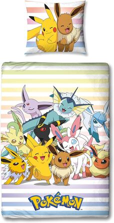 Комплект постільної білизни Pokemon 2 шт. - 135x200 см подушка 80x80 см - Покемон Пікачу світло-блакитний - дитяча постільна білиз