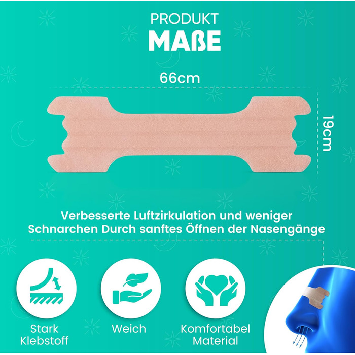 Пластир для носа проти хропіння 125 шт. Надміцні пластирі для носа проти хропіння - 66x19 мм - зупинка хропіння Кращий сон і дихання - пластирі для носа для занять спортом Пластирі для носа знімають закладеність носа