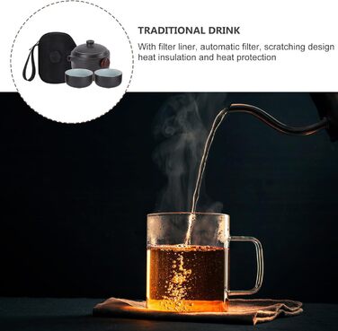 Набір для чаювання Кунг-Фу з кераміки, портативний, з кришкою та ситечком ідеальний вибір для любителів чаю в дорозі