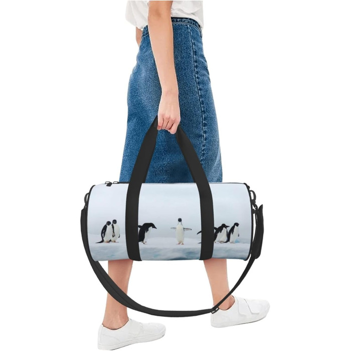 Дорожня сумка Париж, з принтом, кругла, великої місткості, для піших прогулянок, відпустки, ділових поїздок та іншого, пінгвіни на айсберзі, універсальний розмір