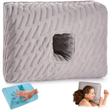 Подушка для пірсингу вух ODOXIA М&39яка подушка-пончик для сну на боці Подушка для вух з отвором Подушка-пончик від болю в вухах та CNH Подушка з отвором Прохолодна та дихаюча піна з ефектом пам&39яті