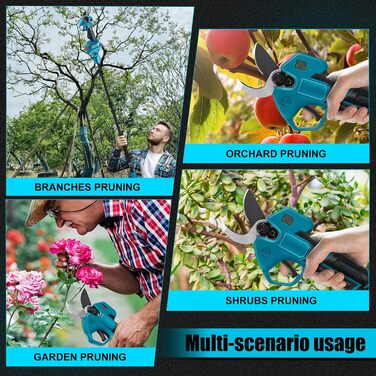 Акумуляторні сучкорізи зі штангою, безщіткові садові ножиці, сумісні з акумуляторами Makita, отвір 50 мм, максимальний діаметр різу 35 мм, ножиці для обрізки саду та дерев, подовження 2 м (акумулятор не входить до комплекту), макс. 35 мм, зі штангою