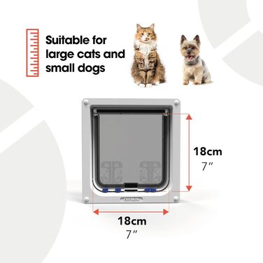 Дверцята для котів Cat Mate із 4-стороннім закриттям для великих котів, ширина 23,5 см, висота 25,2 см, біла