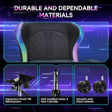Ігрове крісло GTPLAYER, офісне крісло, ігрове крісло з динаміком та світловою панеллю, геймерське крісло, спинка з кишенею для зберігання, ергономічне крісло для ПК з пультом дистанційного керування