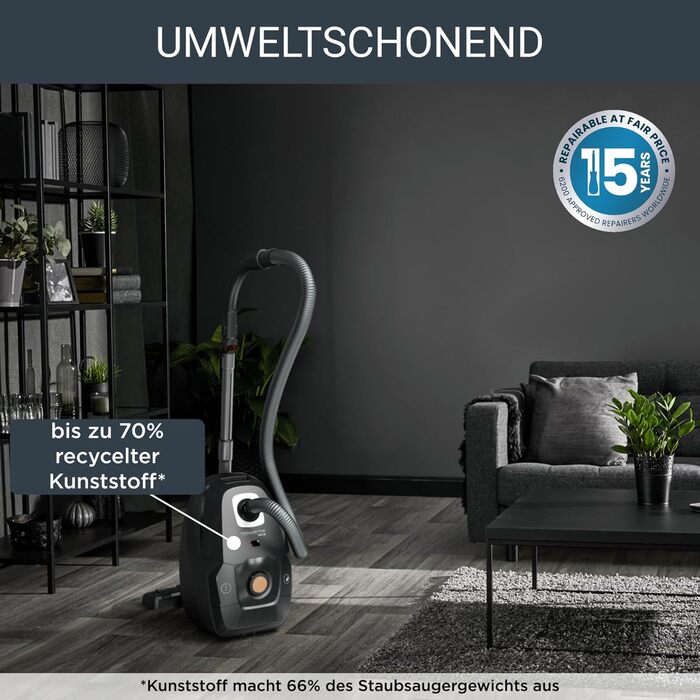 Пилосос з мішком 400 Вт 4,5 л мішок для пилу 99,98 HEPA-фільтрація 12 м радіус дії компактний дизайн вкл. аксесуари чорний Будинок