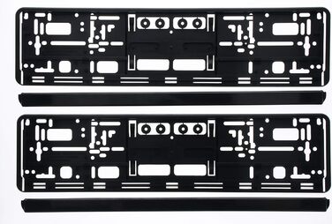Тримач номерного знака в чорному кольорі Міцний тримач номерного знака автомобіля в чорному кольорі для стандартного розміру ЄС 52см Комплект рамок номерного знака для передньої та задньої частини, 2 шт.