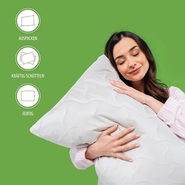 Подушка BLUE MOON з алое вера 70x90, комфортна подушка для сну, дихаюча подушка від алергії, зимова та літня подушка, 100 зроблено в ЄС, 70x90 см