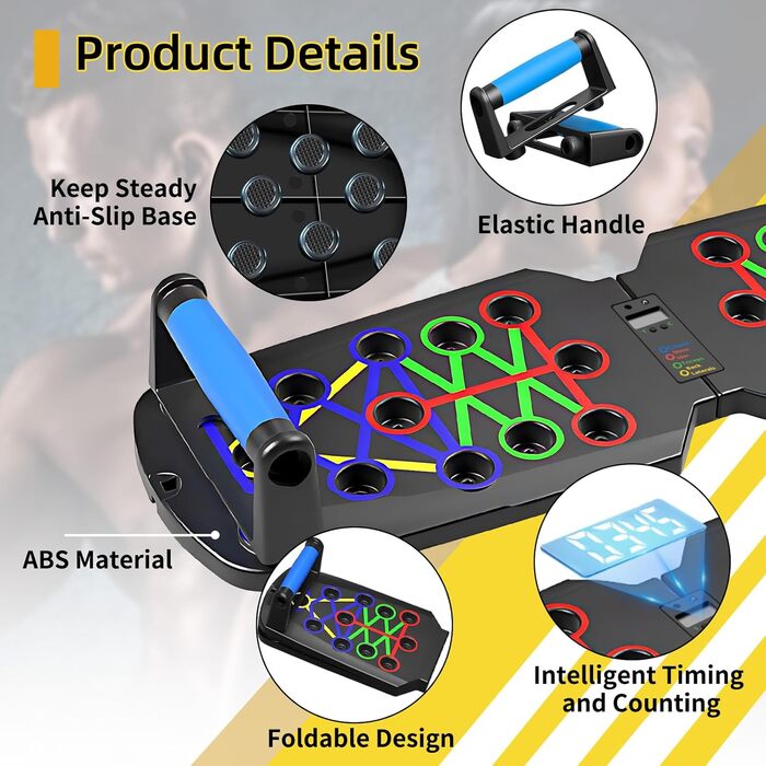 Дошка для віджимання, 26-в-1 багатофункціональна дошка для віджимання, тренажери для домашнього використання, система фітнес-підлога, вправи для м&39язів грудей, професійне обладнання для спалювання жиру для чоловіків, дошка 26 в 1