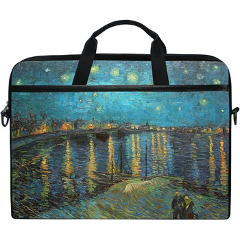 Сумка через плече для ноутбука із зоряною ніччю над Роною від 14 до 15,6 дюймів (35,6 см) з регульованим плечовим ременем для ноут