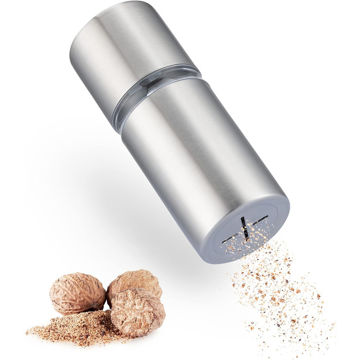 Млин для мускатного горіха ZOLMER з контейнером для зберігання I надзвичайно гострий подрібнювач для найтоншого мускатного порошку i Млин для мускатного горіха з нержавіючої сталі для мускатного горіха i Подрібнювач мускатного горіха