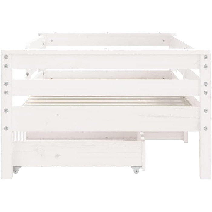 Дитяче ліжко з шухлядами з масиву сосни, 70x140 см, біле, з міцними ламелями та практичним узголів&39ям, 147,5 x 76 x 46,5 см, біле