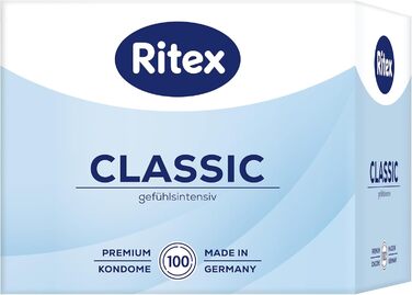 Презервативи Ritex Classic - емоційно інтенсивні для особливо інтенсивних відчуттів, 100 шт. , Зроблено в Німеччині (ука)