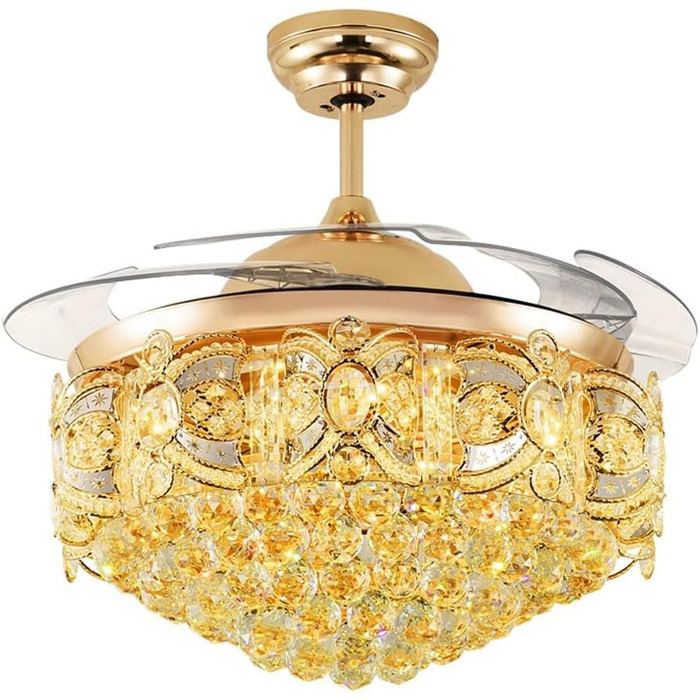 Безшумний вентилятор з лампою Кришталева люстра-вентилятор з підсвічуванням Сучасний стельовий вентилятор з підсвічуванням і світл