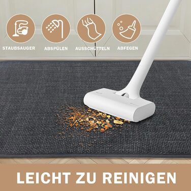 Килимок для внутрішніх дверей 60 x 90 см, килимок, що миється, вбираючий килимок, нековзний килимок, тонкий вхідний килимок для використання всередині приміщень, для вхідних дверей, темно-сірий 60 x 90 см (прямокутний)