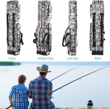 Шарова сумка для риболовлі doorslay, портативна сумка для риболовлі, сумка для вудки, складна сумка для вудки, чохол для вудки, дорожня сумка для зберігання рибальських снастей, 120/150 см (опція) City Camouflage 120 см, 3-