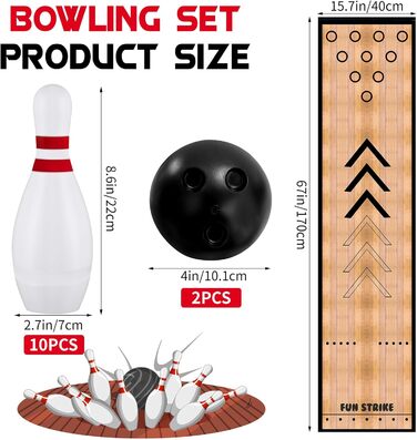 Міні-набір для боулінгу KEAGAN, повна ігрова доріжка для боулінгу, набір для боулінгу в приміщенні/на вулиці, набір для боулінгу з доріжкою для боулінгу, кеглями та кулею, набір для гри в боулінг для спорту, взаємодії та дозвілля