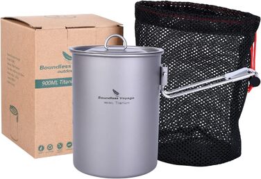 Безмежна подорож Ультралегкий портативний 900 мл відкритий титановий горщик з кришкою Відкидною ручкою Кемпінгова вода Рис Миска д