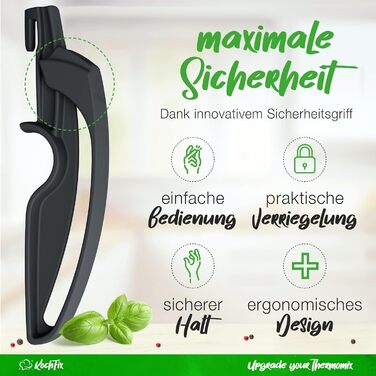 НОВИНКА Ручка KochFix для кулінарної вставки Thermomix/кошика для приготування їжі - Підходить для TM5, TM6, TM31 - Інноваційна ручка щипців для надійної фіксації при знятті - Проста експлуатація - Аксесуари виготовлені в Німеччині