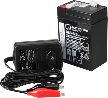 Комплект - свинцево-кислотний акумулятор та зарядний пристрій - зарядний пристрій Q-Batteries 6V 4.5Ah 0.6A