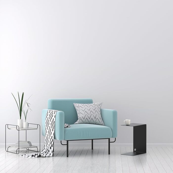 Берлінський журнальний столик Металевий Високоякісне порошкове покриття Журнальний столик Стіл для вітальні Столик для ноутбука Підставка для дивана Підходить для використання всередині та зовні приміщень Чорний C-подібний 50 см