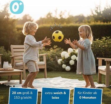 Пінопластовий м&39яч alldoro, Ø 20 см, надзвичайно м&39які софтбольні м&39ячі, футбольні для дітей від 0 років, тихі та легкі, м&39яч для використання в приміщенні та на вулиці, упаковка з 6 шт. жовтого кольору