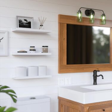 Настінна полиця RICHER HOUSE Біла, Комплект з 2 рейок для картин, Плаваюча полиця з дерева 40 см, Настінна полиця для фоторамок та декору, Вітальня, Дитяча кімната, Спальня, Кухня, Ванна кімната Настінна біла 40 см