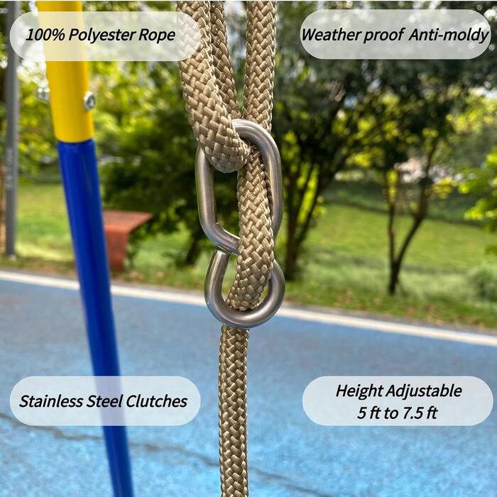 Додаткові аксесуари для дитячих гойдалок на відкритому повітрі, висока спинка, сидіння гойдалки з регульованою мотузкою та 4 караб