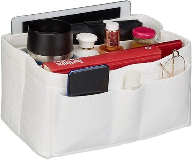 Сумка-органайзер Relaxdays bag, фетр, багато відділень, знімна перегородка, органайзер для сумочки, розмір M, білий